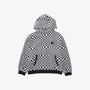 G/FORE Distorted Check Oversized French Terry Hoodie (Black/Snow) 🏁✨